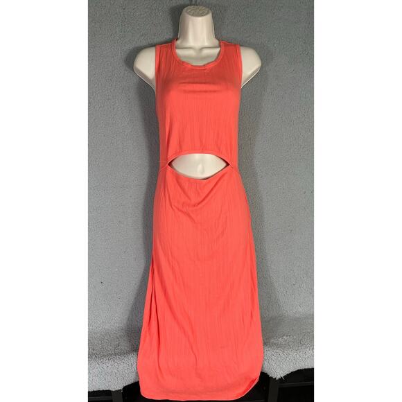 Fashion Nova Women's 1X Orange Cutout‎ Ribbed Bodycon Midi Dress Sleeveless - Picture 3 of 8